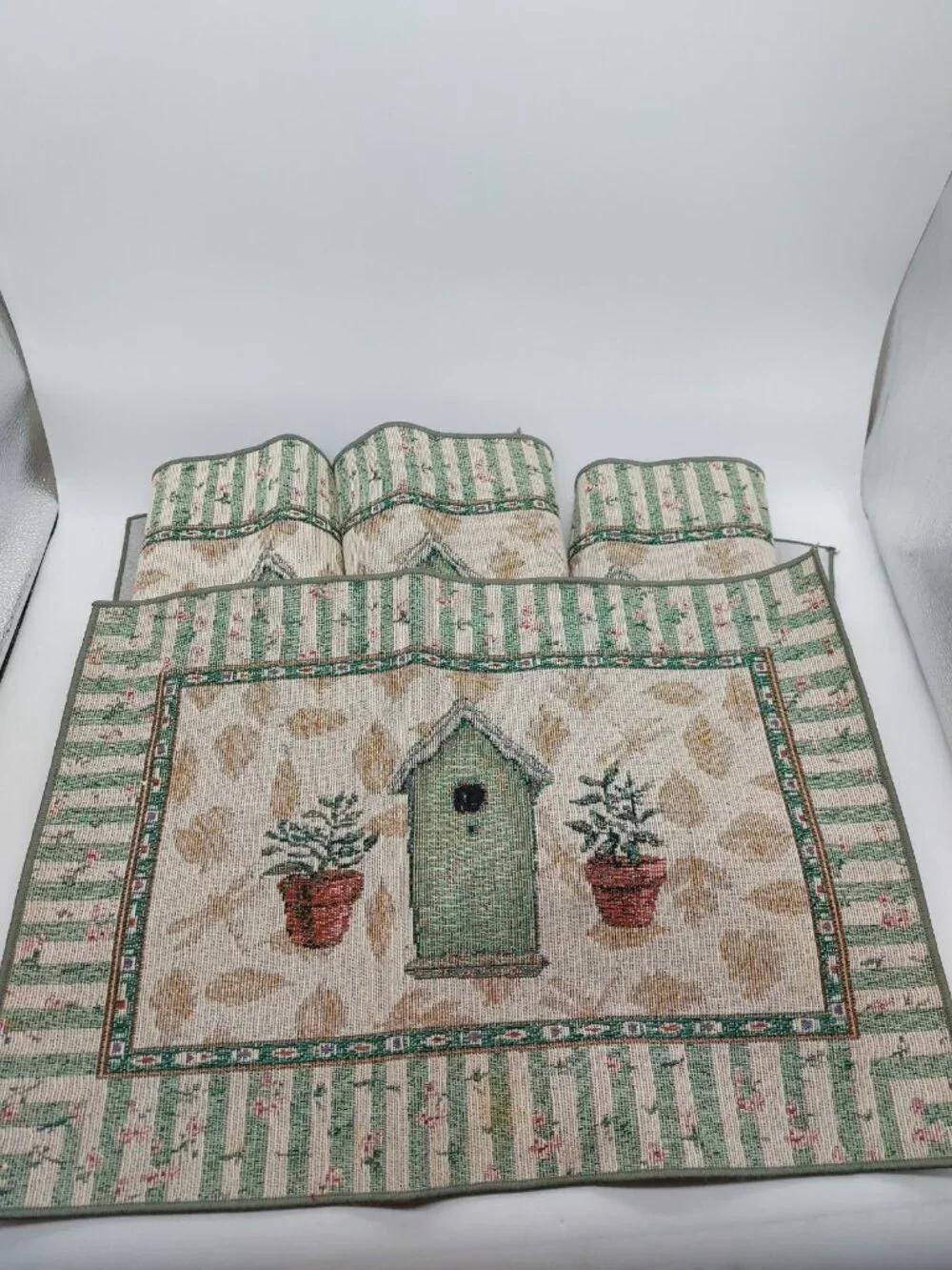 Pfaltzgraff Birdhouse Nature Pattern Tapestry Placemat Set of 4 Vintage